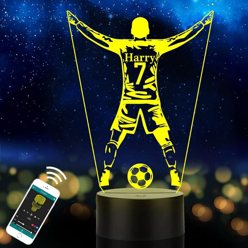 Personalized Name Football Light, Custom Player's Name & Number Table Lamp, LED Night Light Gifts for Football Fan, Birthday, Christmas, New Year,