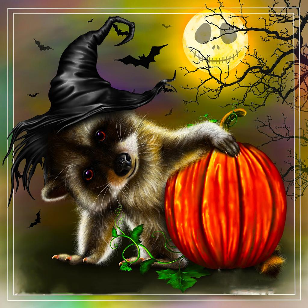 5D DIY Diamant Stickerei Katze voller runder Diamant Malerei Tier Strass Kunst Halloween Dekorationen