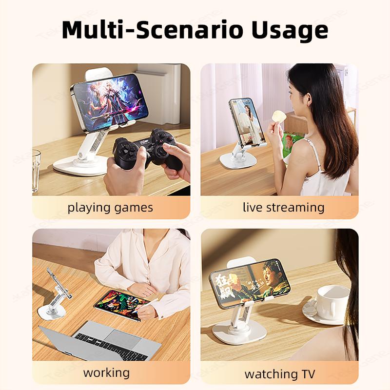 360° Rotatable Foldable Desktop Mobile Phone Stand Live Broadcast Lazy Tablet Support Frame For iPhone 15 Huawei Xiaomi iPad