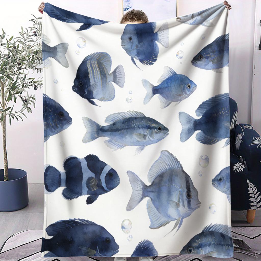 Hot Ocean Fish Soft Blanket Unique Stylish Small Cover Blanket Suitable For Bedrooms Living Rooms Dormitories Cars Offices Nap