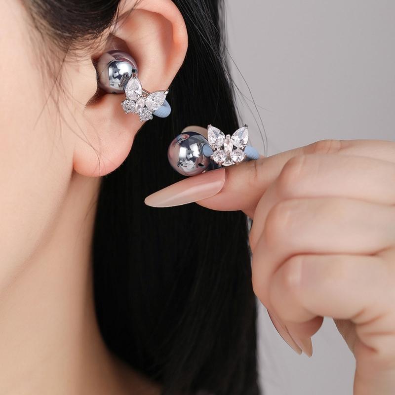 Sparkling Headphone Decoration Ear Clip Butterfly Earphone Decoration For Freeclip Ear Clips Accessories
