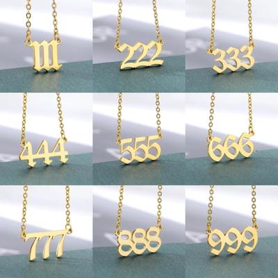 Fashion Stainless Steel Angel Number Necklace Arabian Lucky Number 11-99 Personalized Jewelry