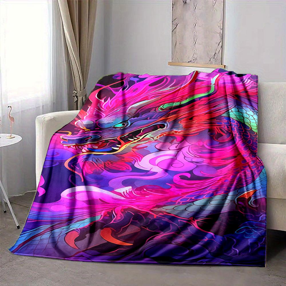 1pc Dragon Art Blanket Lightweight Flannel Blanket Throw Blanket For Sofa, Bed, Travel, Camping, Livingroom, Couch, Chair, And Bed yy2509026147