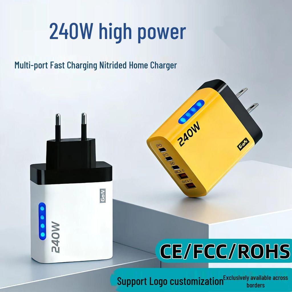 240W Multi-Port Charger: 3 PD + 2 USB Ports, Fast Charging for Apple & Huawei Phones