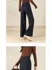Women's Gray Wool High-Waisted Wide-Leg Floral Pants - Winter Casual, Thickened, Loose, Slimming, Versatile