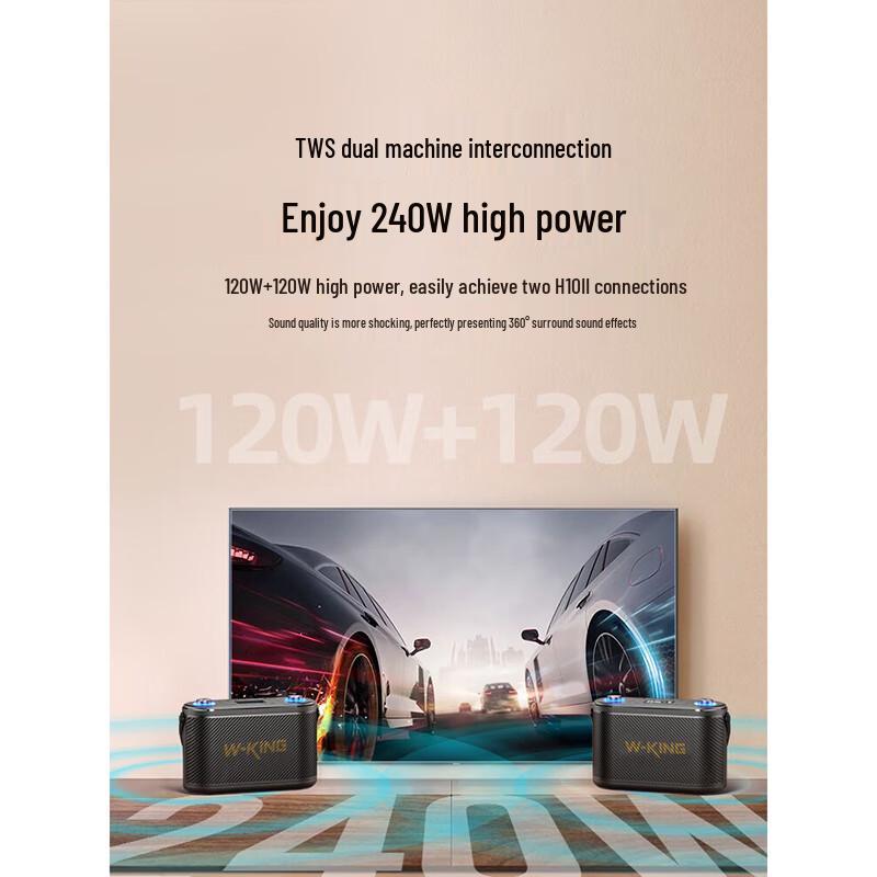 W-King H10II Portable HIFI Karaoke Bluetooth Speaker CN Plug (adapter Included)