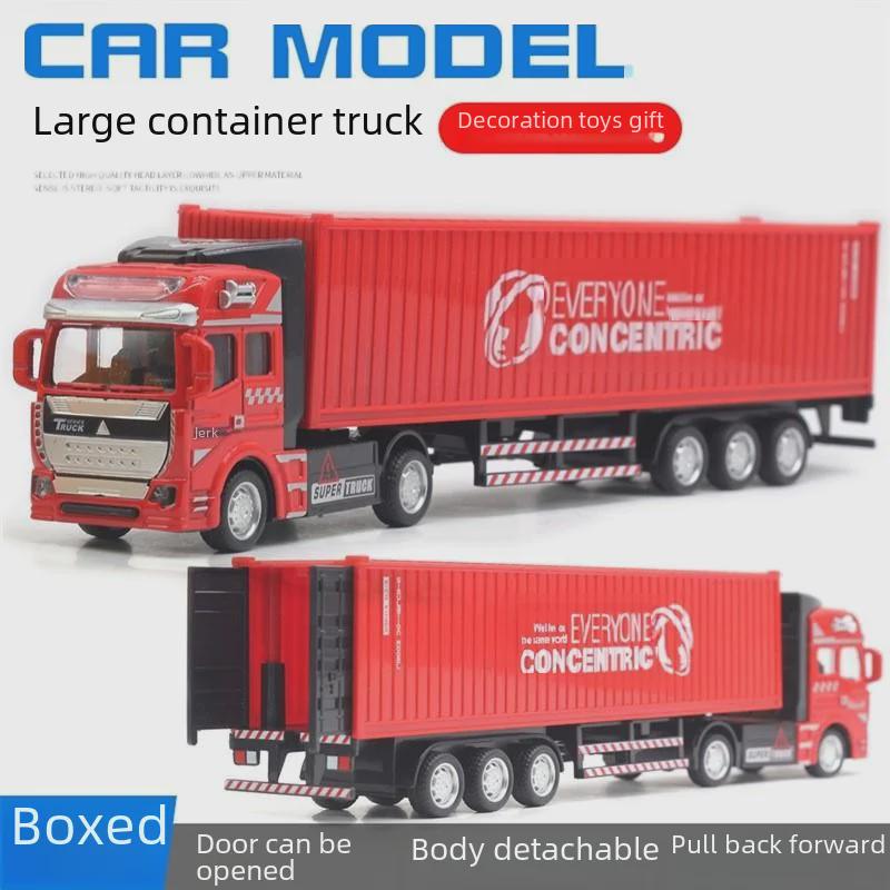 Grenzüberschreitendes Legierungs-Großes Baustellenfahrzeug Transport-LKW Sattelzugmaschine Modell Spielzeug für Jungen mit englischer Verpackung