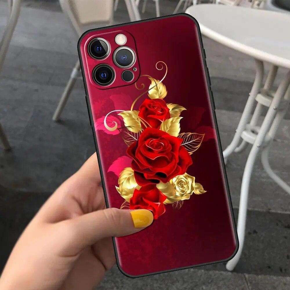 Husa de telefon cu flori de lux trandafiri pentru iPhone Samsung Galaxy Redmi Xiaomi Oppo OnePlus Note SA 7 8 9 10 11 12 13 14 20 21 22 23 53 54 Pro Max Plus Ultra