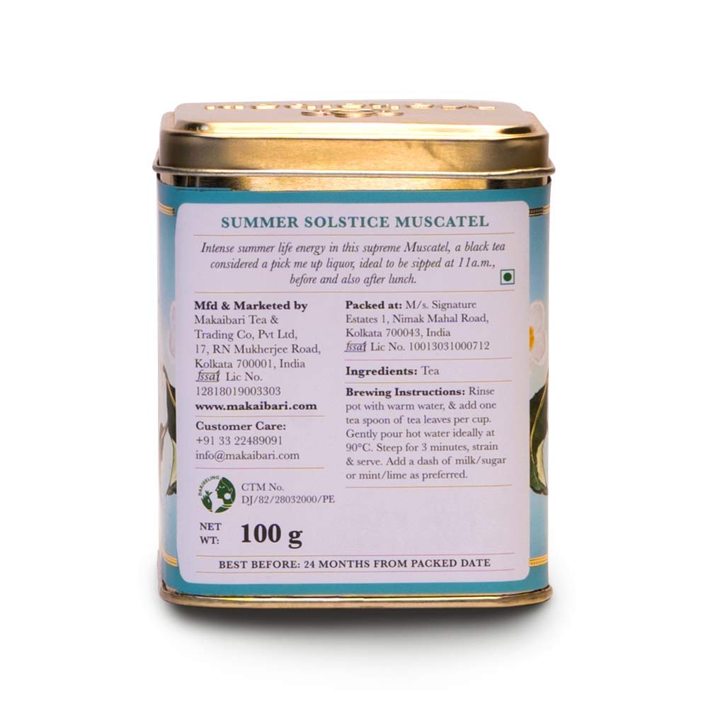 Makaibari Silver Green Darjeeling Green Tea & Summer Solstice Muscatel Darjeeling Black Tea Tin Caddy | 100 Gm X 2| Single Estate Loose Leaf Tea