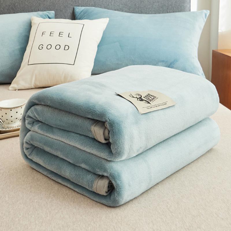 Plush Double-Sided Coral Fleece Blanket for Single Student Dormitory