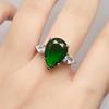 Water Drop Pear-Shaped Imitation Emerald Ring Women'S Premium Sense Plated Pt950 Powder Crystal Open Women'S Ring
