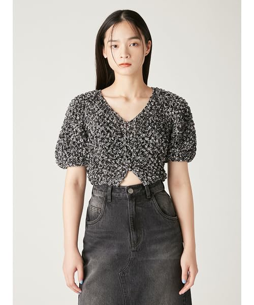 FRAY Krótka marszczona bluzka Mix I.D. Damski FWFB251109,