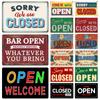 Vintage Open/Closed Wall Sign,retro Bar Open Metal Tin Plaque, Come In, Welcome Wall Decor, for Bar Club,Man Cave Poster, WY279