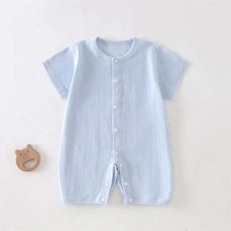 Baby Short Sleeved Jumpsuit Summer Newborn Breathable Mesh Air Conditioning Suit Boys Girls Infant Thin Sleepwear Crawling Suits