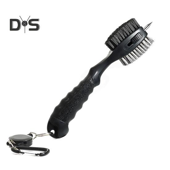 

Щетка для клюшек для гольфа Инструмент для чистки клюшек для гольфа с выдвижным тросом и алюминиевым карабином Аксессуар для чистки клюшек для гольфа чёрный