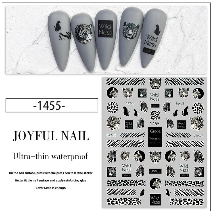 Leopard Print Nail Stickers 3D Striped Nail Patches for Self-adhesive Adhesive Nail Patches