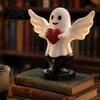 Halloween Desktop Decoration Angel Ghost Statue, Smiling Holding Heart Figurine, Cute Romantic Modern Aesthetic Room Decor Sculpture for Valentine's