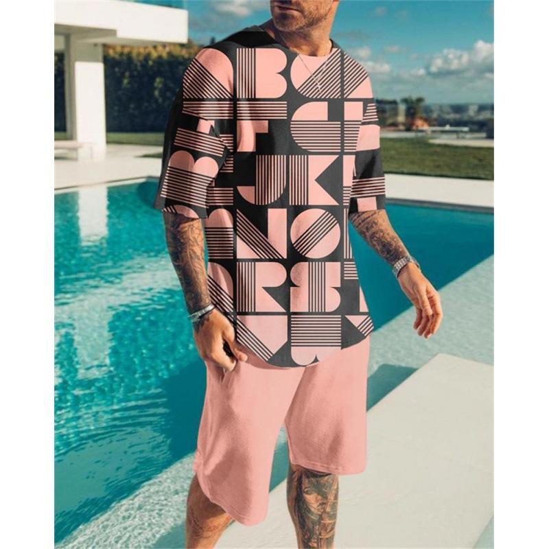 

Летние повседневные мужские футболки, спортивный комплект из 2 предметов, свободный модный спортивный костюм с пламенным 3D принтом, топ, крутая уличная мужская одежда, костюм 6XL