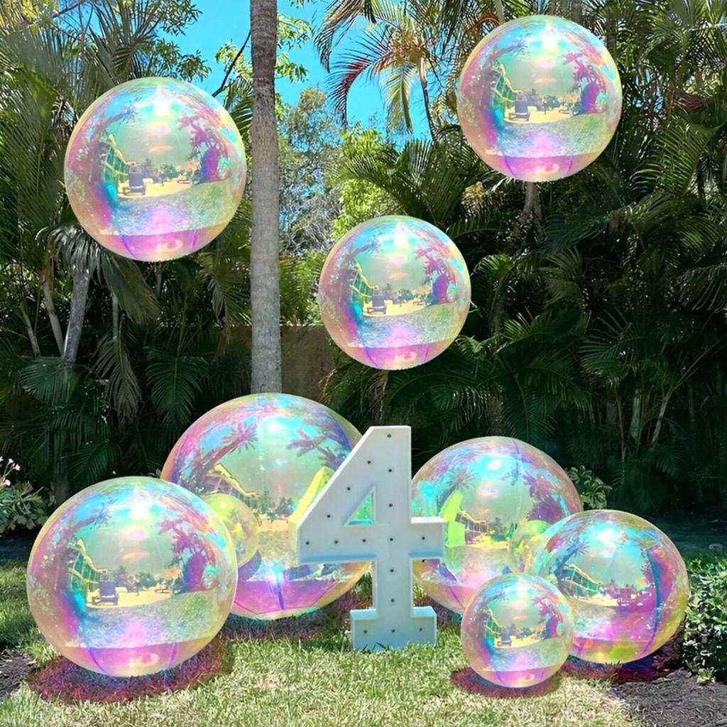 10in/22in/32in Rainbow Colorful 4D Holographic Balloon 4D Aluminum Foil Balloon Mermaid Rainbow Party Sparkling Party Decoration