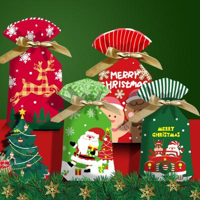 50pcs Christmas Gift Cartoon Bag Gift Box Candy Biscuit Bag Decoration Christmas Party Gift Bag Children Birthday Party