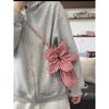 Retro Flower Design Women's Phe Pouch Shoulder Bags College Girls Small Crossbody Bag Cute Plaid Female Handbags Clutch Purse