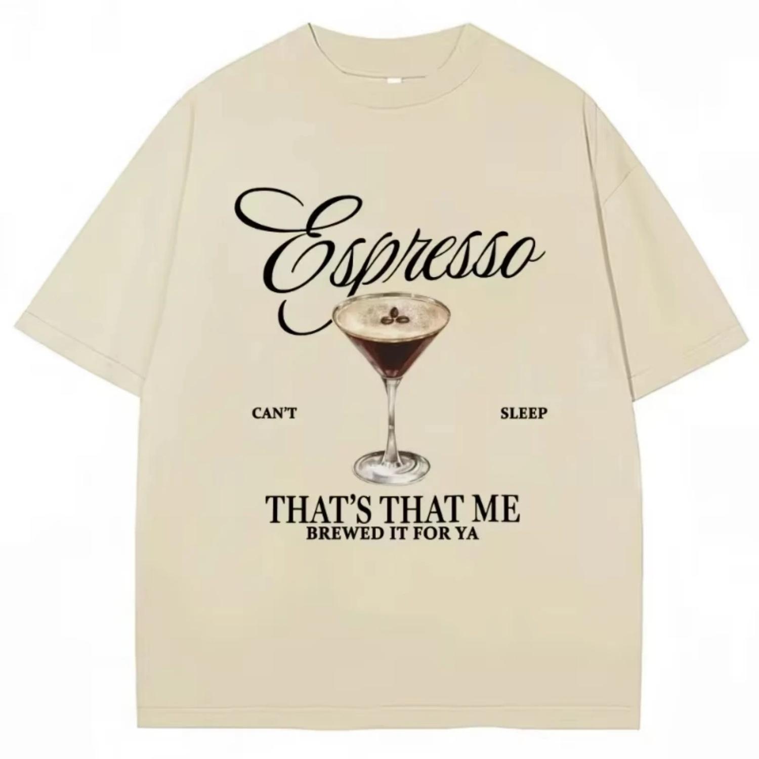 

Fashion Sabrina Carpenter Espresso Martini Print T Shirt Aesthetic Men Women T-shirts Loose Casual Soft Cotton Tops Streetwear S чёрный