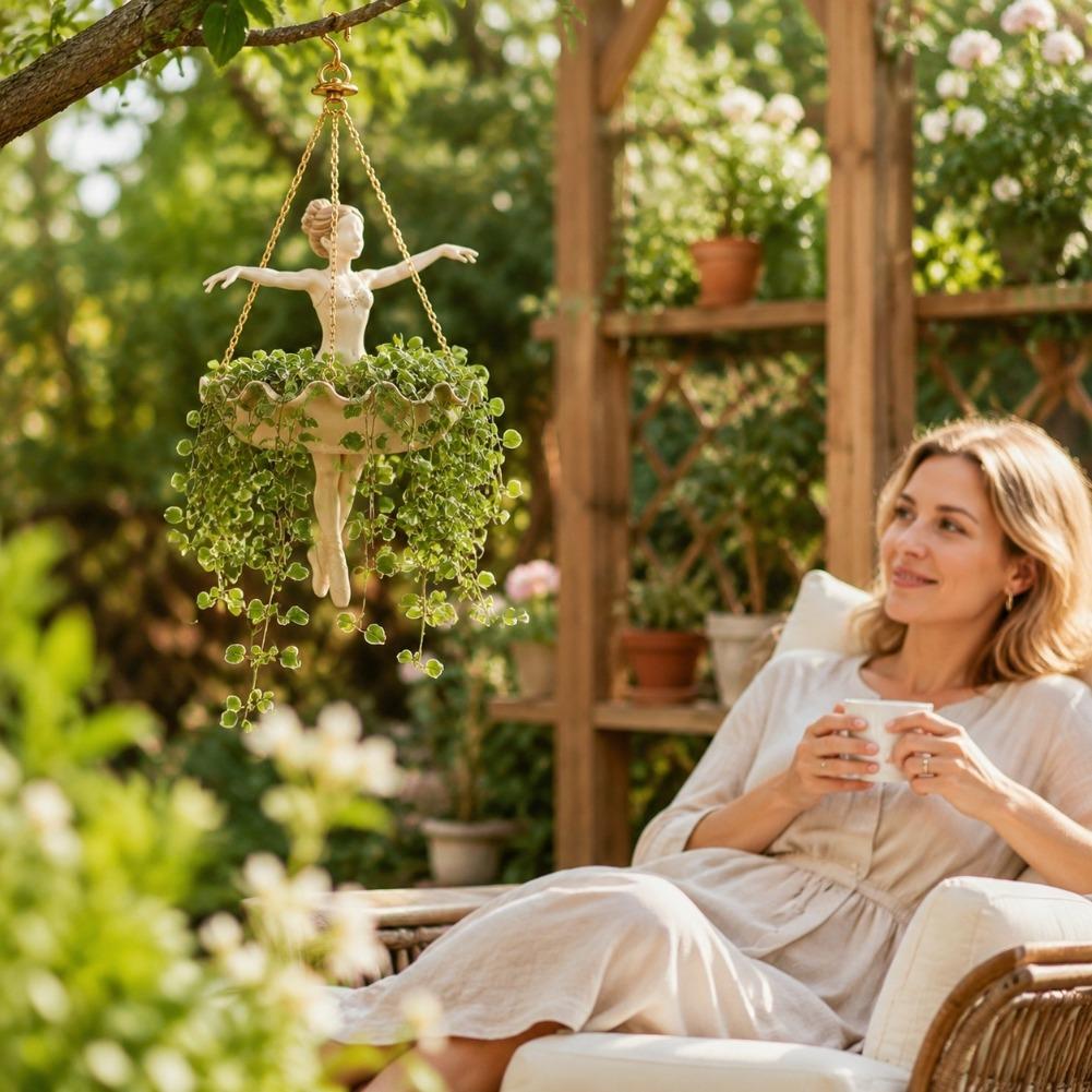 Vaso Suspenso Bailarina de Ballet, Vaso de Flores de Resina, Suporte Criativo para Plantas Decoração de Jardim Interno Externo Presente para Amantes de Plantas