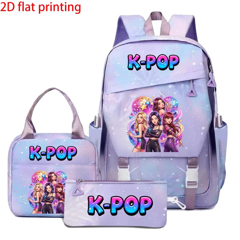 3PCS K-POP Girl Group Pattern Backpack Set for Fans Perfect Gift Idea with Eye-Catching Design