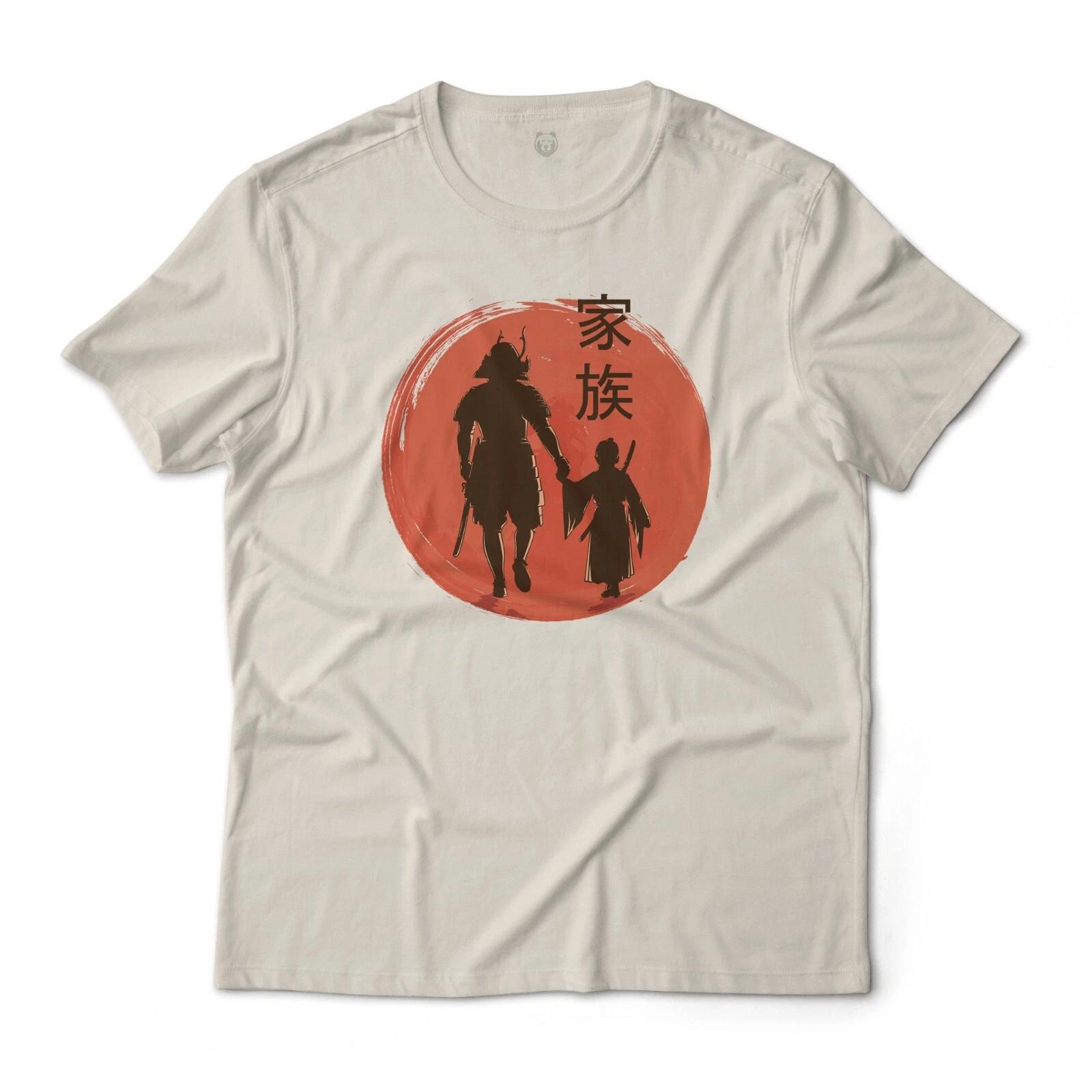Samurai Father And Son Japanese Art Graphic T-T-Shirt Lightweight Cotton Tee 3XL