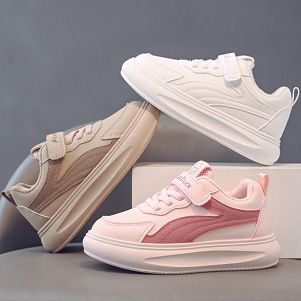 Kids' High-Top White Sneakers: Boys' Sports Shoes and Girls' Skate Shoes with Velvet Lining