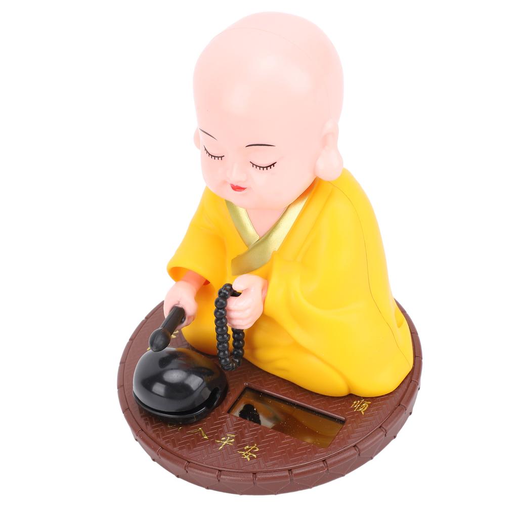 Little Monk Solar Figurine Funny Auto Nodding Knocking Chinese Monk Statue Toy Dashboard Ornament