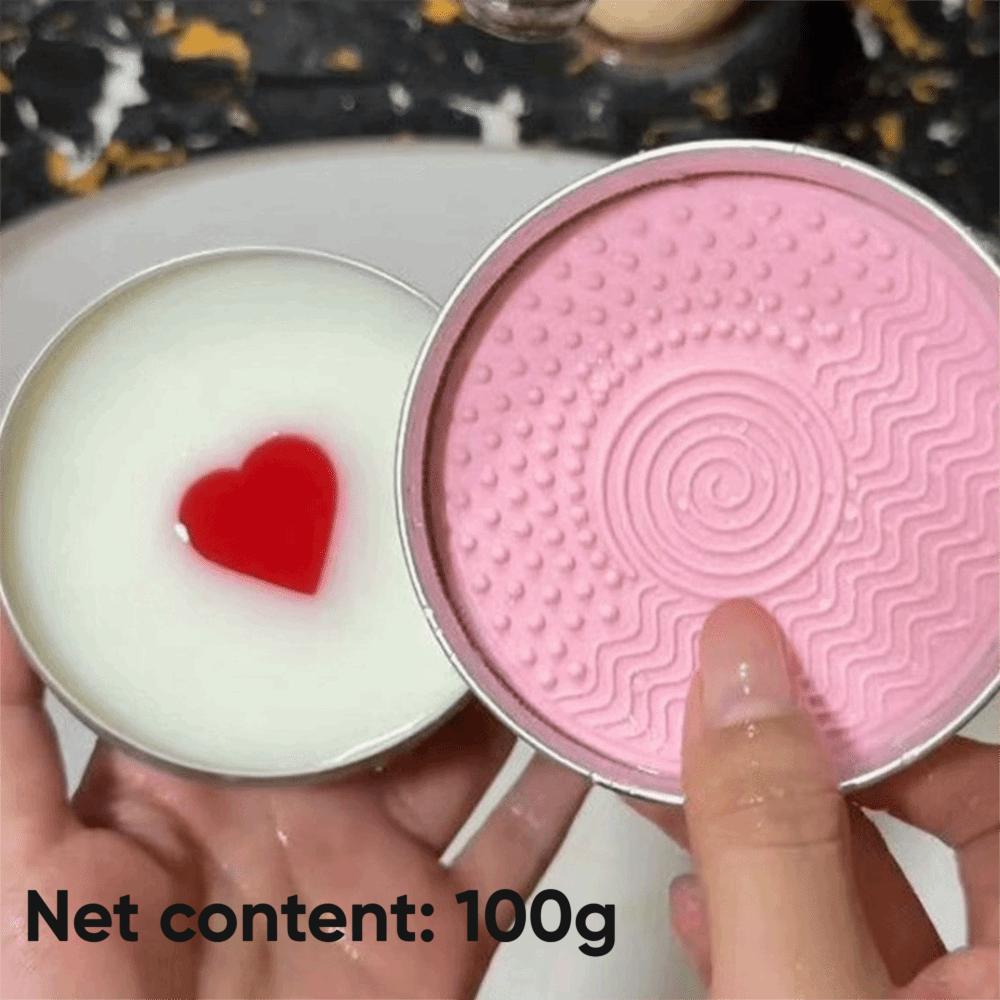 Deep Clean Makeup Brush Cleaner Soap Quick-Dry with Silicone Mat Brush Cleaning Soap Reusable Heart Shape Beauty Tool Washer