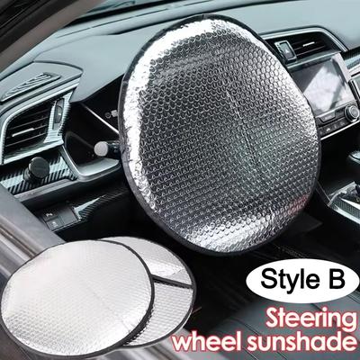 1/2Pcs Car Steering Wheel Anti-Heat Sun Shade Cover Sunscreen Insulation Cover Foldable Sun-proof Anti-UV Protect Parasol Shield
