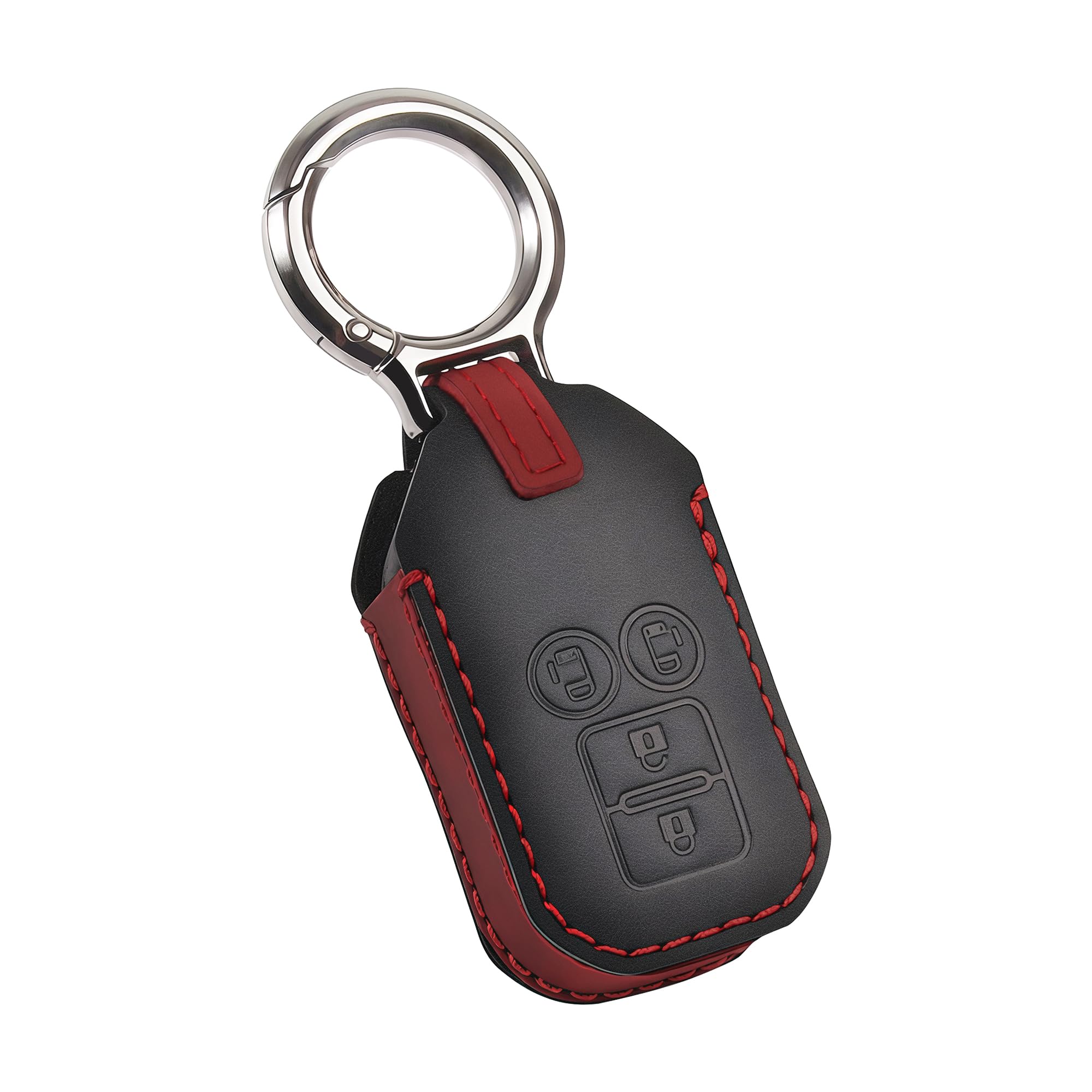 

PIMOHI Genuine Leather Key Case for Suzuki Flair and Smart Key Simple Demetallic Key Lightweight Spacia, Wagon, Bandit, Case, Holder, (Red)