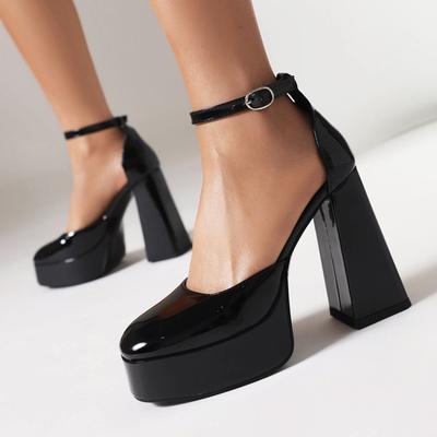 34-48 Summer Round Head Waterproof Table Thick Heel Super High Heels Light Mouth Foot Fashion Show Large Size Single