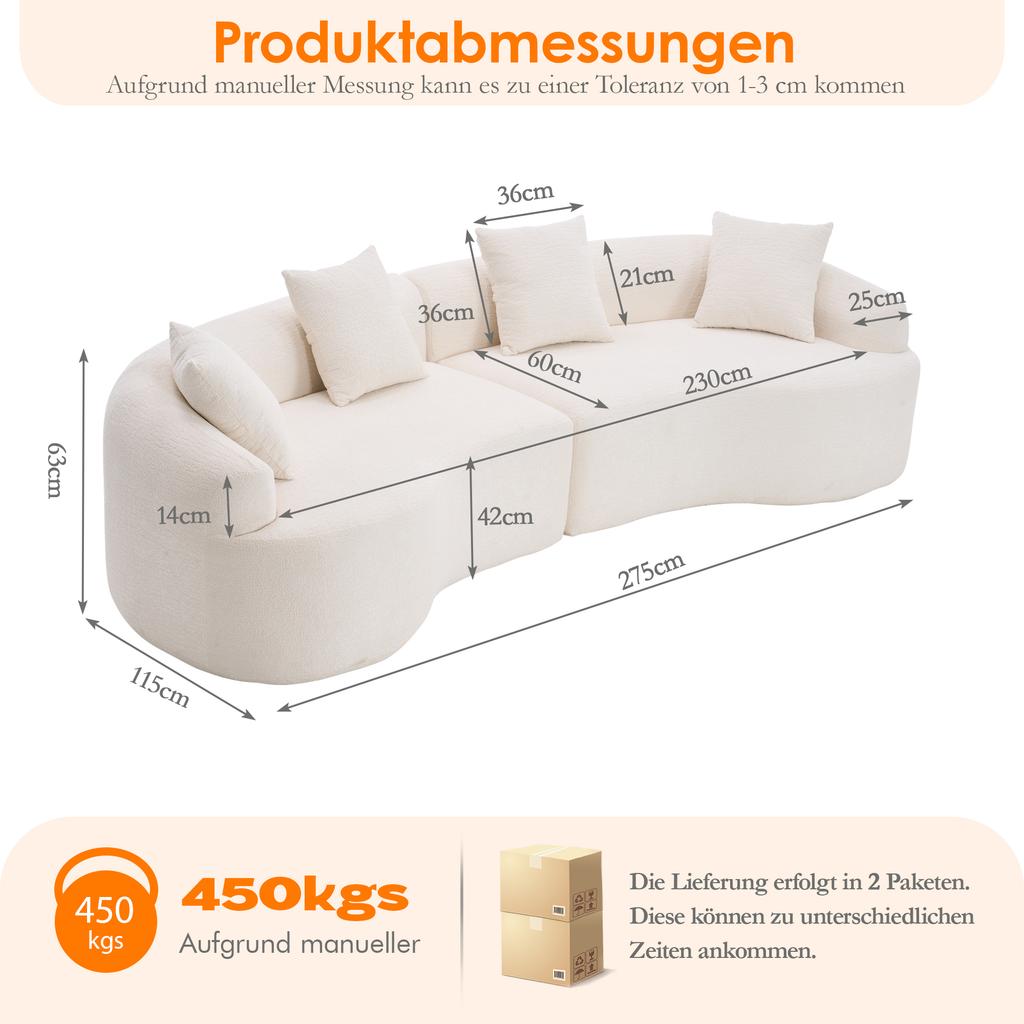 Modular Curved Sofa, Compressed Sofa, Chenille Modern In a Box, 4-Seater, Comfortable & Stylish for Living Room & Apartment, Requires Installation.