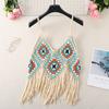 Summer Women's Camisole Ethnic Style Halter Pure Handmade Crochet Top Halter Bohemian Tassel Travel Holiday Vest