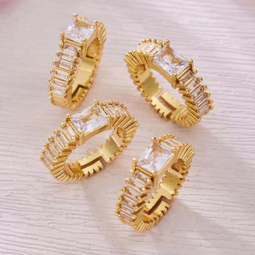 Gold-Plated Zirconia Geometric Ring - Chic European & American Style, Versatile Index/Finger Ring for a Luxurious Fairy-Tale Look.