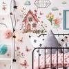 Fairy Tale Cartoon House with Flowers Wall Sticker Dreamy Self-Adhesive Decor for Kids Bedroom Living Room Nursery Wall Art