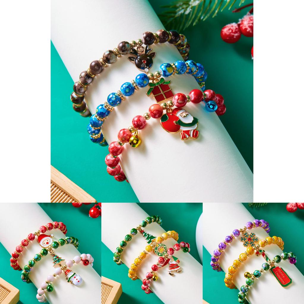 Christmas Charm Bracelets For Women Snowflake Santa Claus Holiday Accessory