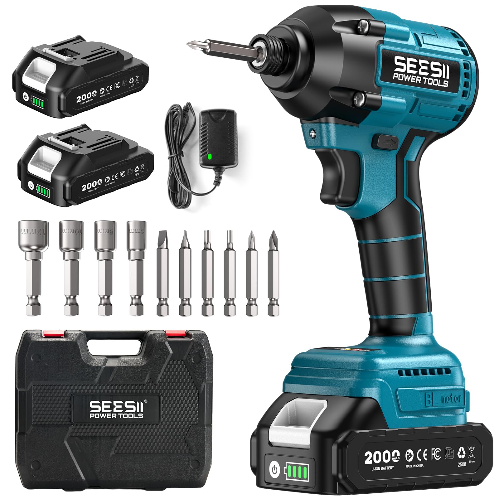 

SEESII Rechargeable Electric Impact Brushless 4 Infinitely Variable 2 LED Easy to Use for Drilling and Screwing Thick Furniture Makita 18V Model