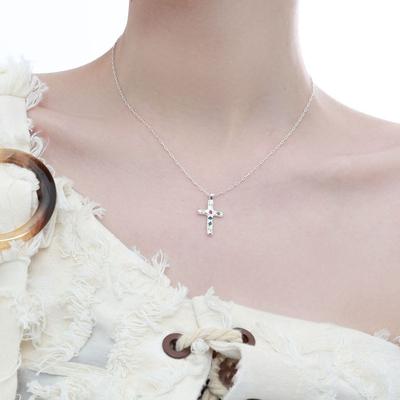 Collana in argento sterling S925, collana a croce con diamanti colorati, temperamento alla moda, design cool e trendy, catenina girocollo