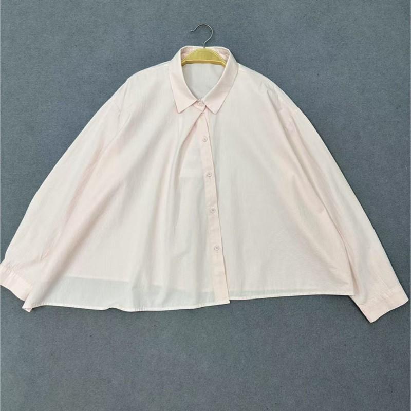 Johnature Irregular Tops Spring Autumn Retro Casual Loose Short Solid Color Simple Shirts Women