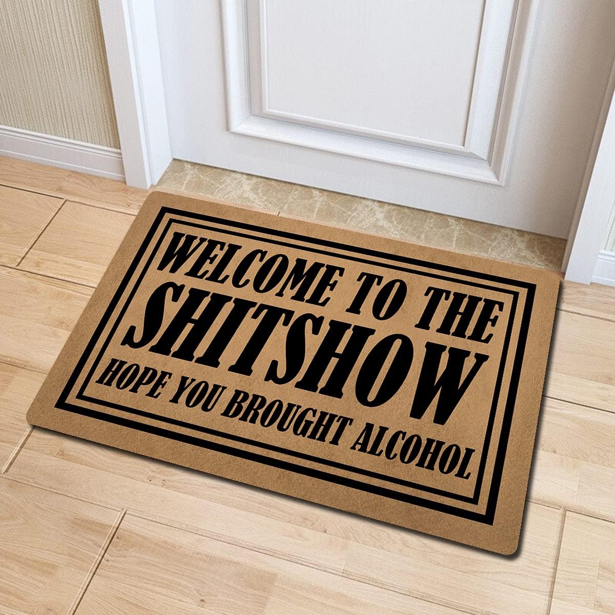 Funny Welcome Doormat Indoor Entryway Mat With Rubber Back 15.9 (L) x 23.7 (W) - Welcome To The Shitshow Hope You Brought Alcohol - Decor for