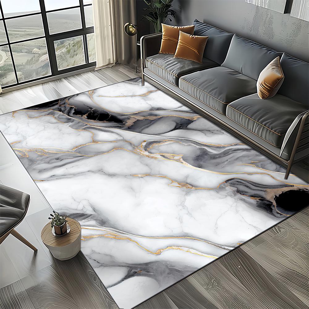 27 Styl Nowa Moda Marmur Czarny Biały Złoty Kamień Dywanik Dywan do Salonu Sypialni Dekoracja Domowa Sofa, Mata Podłogowa Antypoślizgowa