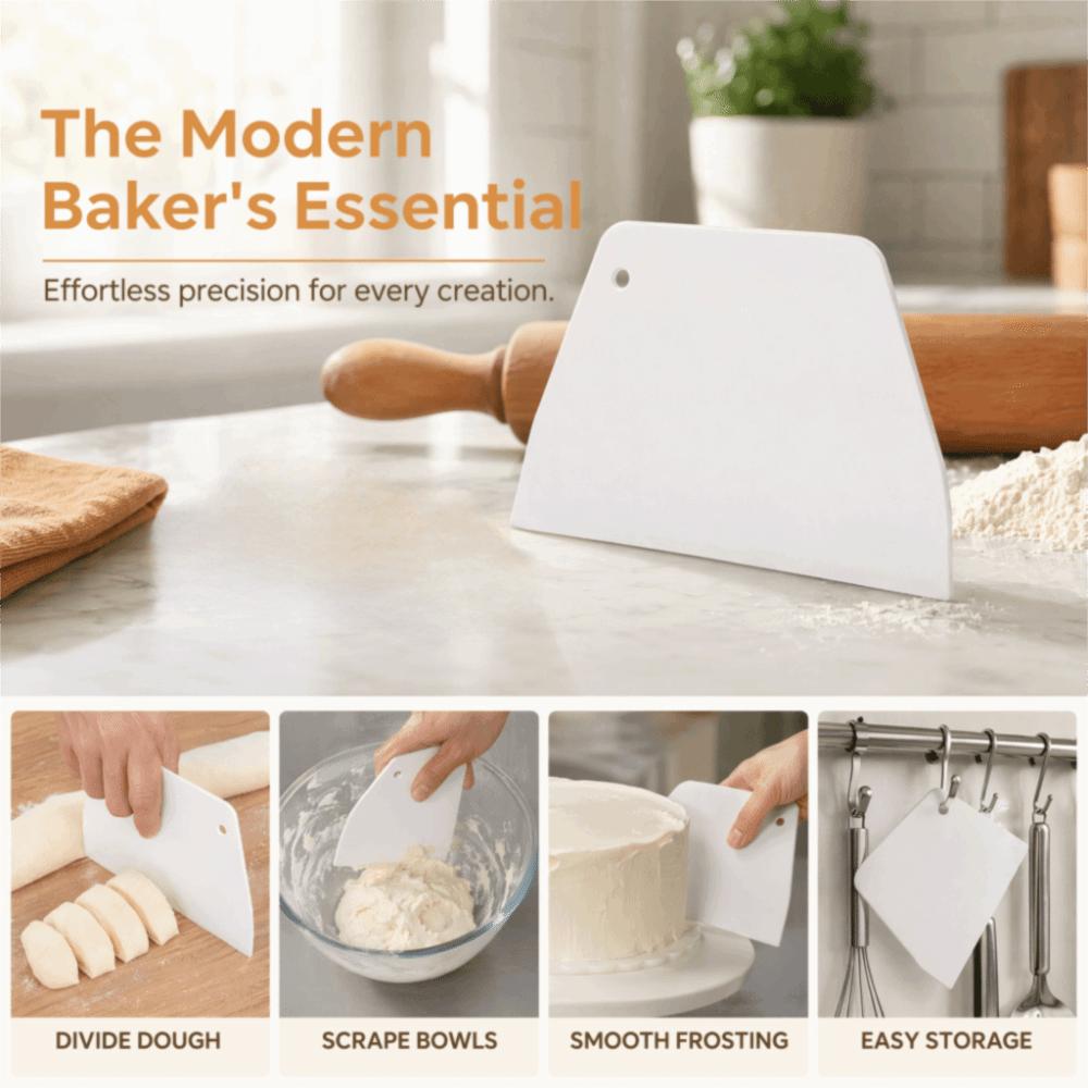 Non-Stick Dough Scraper Food-Contact PP Bench Scraper Dough Cutter Pizza Bread Pastry Making