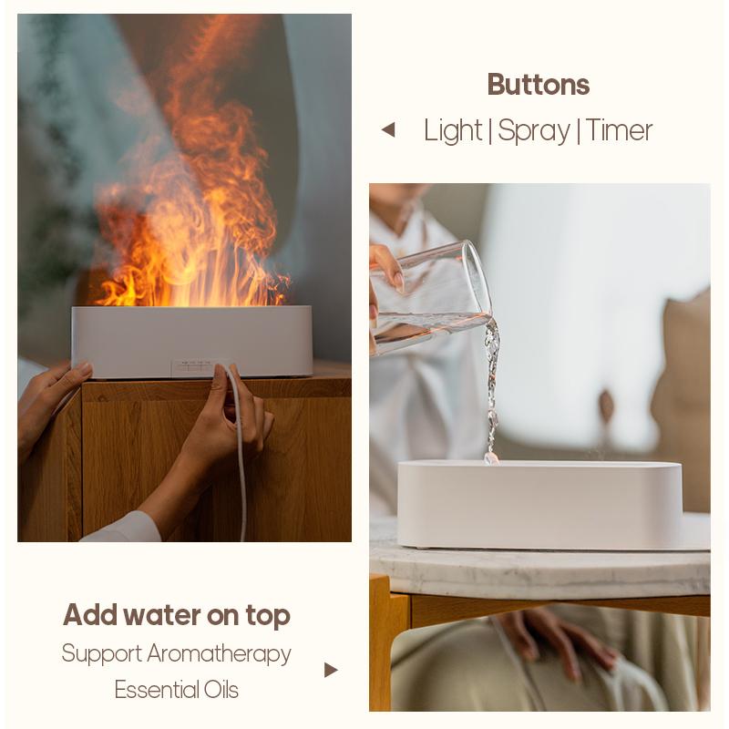 Flame Aroma Diffuser Air Humidifier Ultrasonic Cool Mist Maker Fogger LED Essential Oil Difusor Fragrance Home