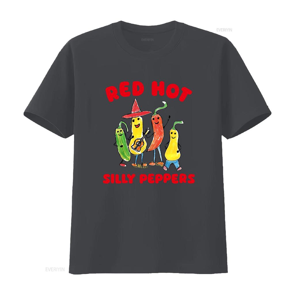 Red Hot Silly Peppers Funny Vintage Rock Metal Poster T Shirt Vintage Designer Clothes Stretched Homme Unisex