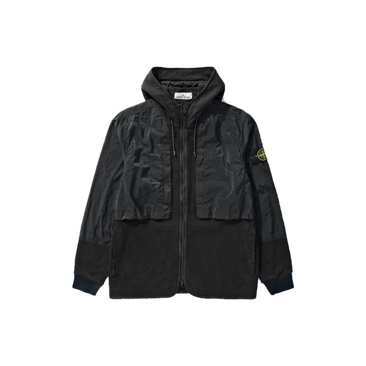 Stone Island Metal Nylon Gedeeld Geborsteld Katoen Sweatshirt Heren sweatshirt Zwart 751564741-V0029 L
