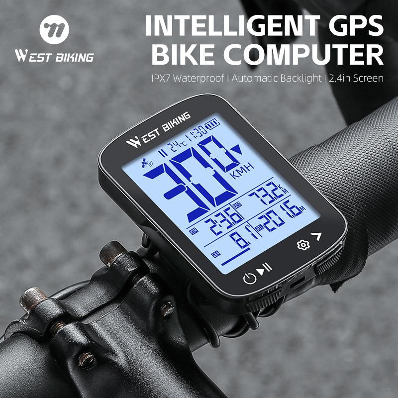 WEST BIKING Computadora Inteligente GPS para Bicicleta Pantalla Grande Velocímetro Inalámbrico para Ciclismo IPX7 Impermeable Ligero Odómetro de Bicicleta